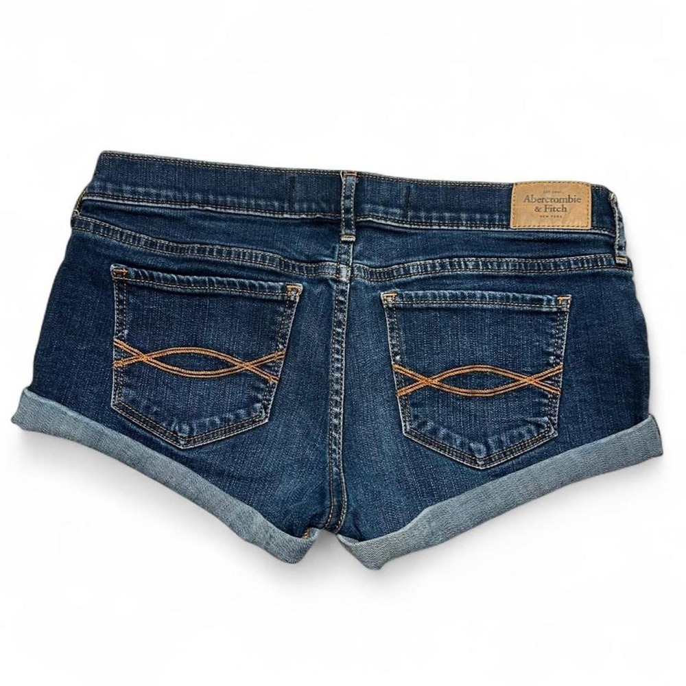 y2k Abercrombie & Fitch low rise dark wash denim shorts Size 4 - Picture 3 of 4